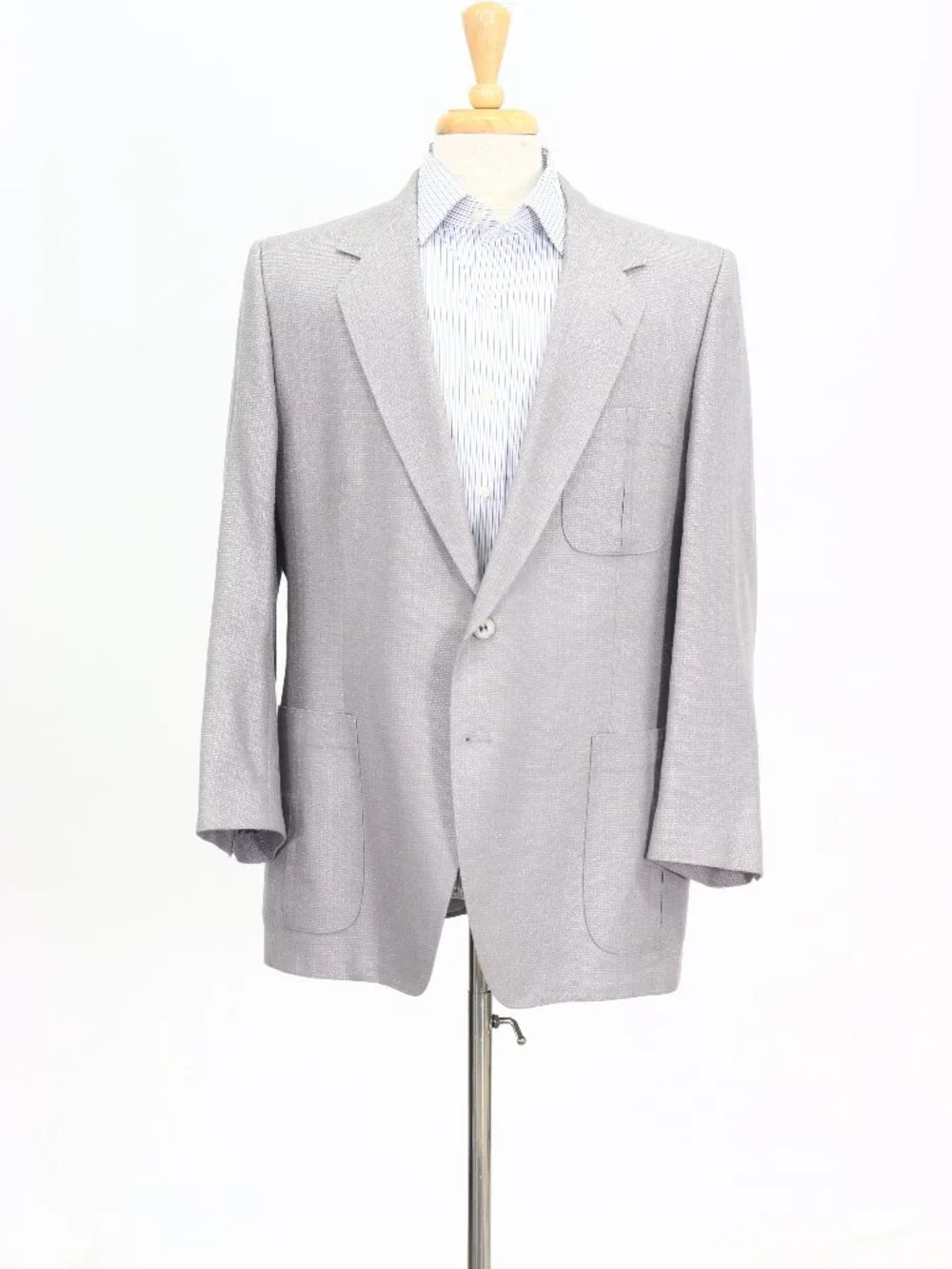 Vintage 1990s 46R Gray Blazer Sport Coat Jacket 2-Button Solid W891